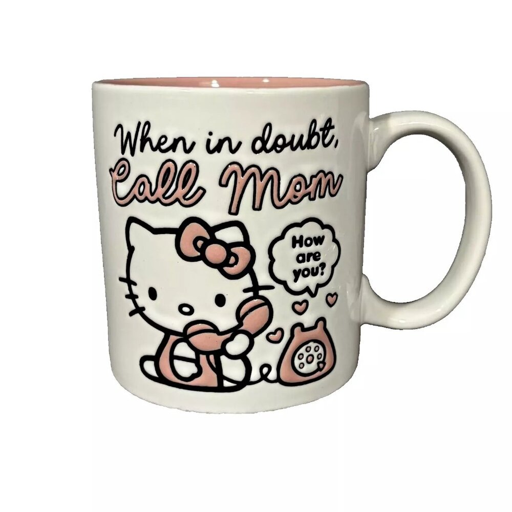 Sanrio Hello Kitty "When In Doubt Call Mom" 20oz Coffee Mug - Perfect Gift - NEW
